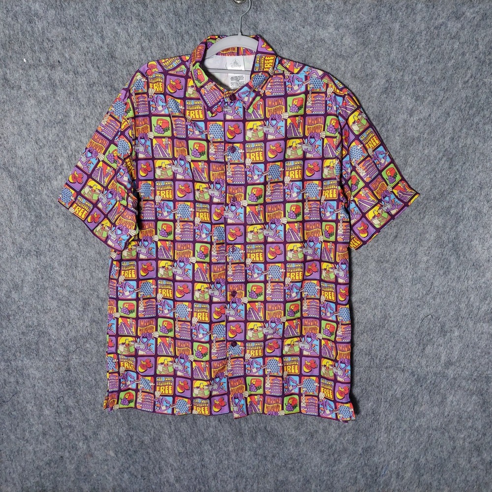 Disney Epcot Figment Imagineer Men Button‎ Up Shirt M Food & Wine Festival 2024